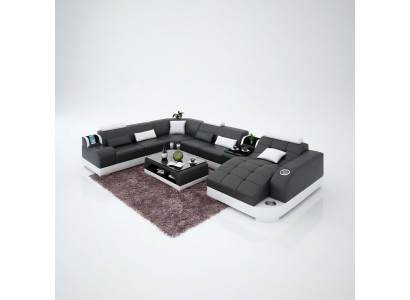 Upholstered corner leather sofa, living room sofa, corner couch, corner suite sofa with