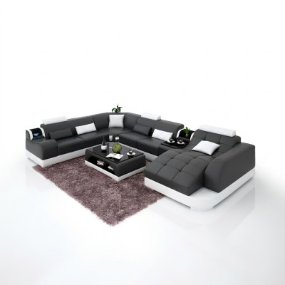 Living room design corner sofa furniture modern corner couch leather upholstery couch