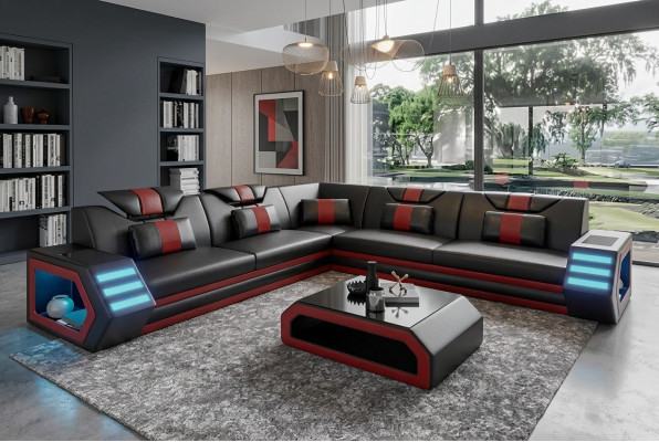 Design living room corner couch corner sofa furniture leather upholstery couch sofa L-shape + table