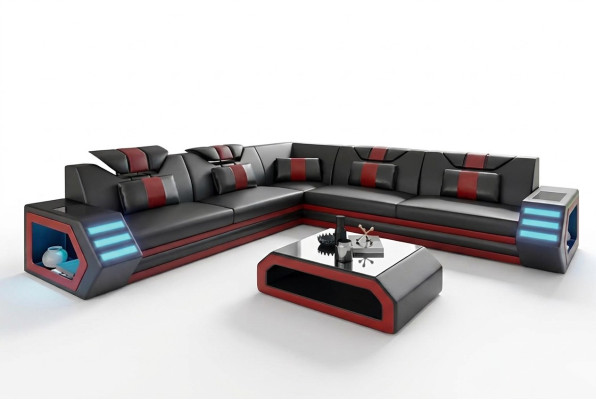 Design living room corner couch corner sofa furniture leather upholstery couch sofa L-shape + table