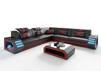 Design living room corner couch corner sofa furniture leather upholstery couch sofa L-shape + table