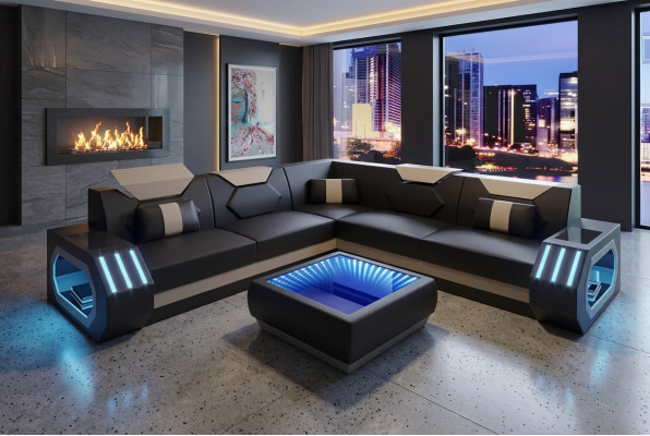 Corner sofa leather upholstery design living room sectional couch sofa L-shaped living landscape