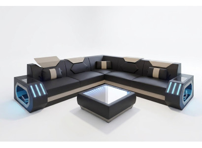 Corner sofa leather upholstery design living room sectional couch sofa L-shaped living landscape