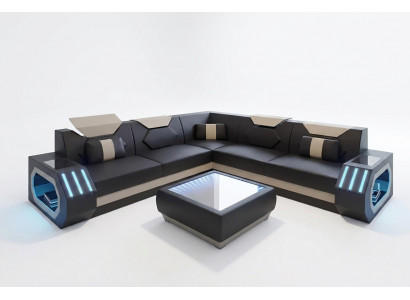 Corner sofa leather upholstery design living room sectional couch sofa L-shaped living landscape