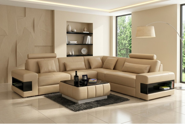 Design corner sofa, decoration, living room furniture, modern corner couch, leather upholstery, couch
