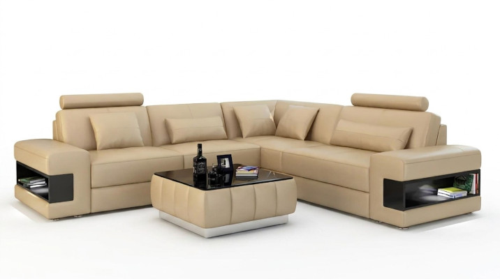 Design corner sofa, decoration, living room furniture, modern corner couch, leather upholstery, couch