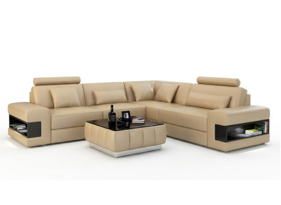 Design corner sofa, decoration, living room furniture, modern corner couch, leather upholstery, couch