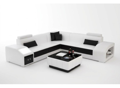 Leather upholstered design corner sofa couch sofa L shape living area living room corner couch