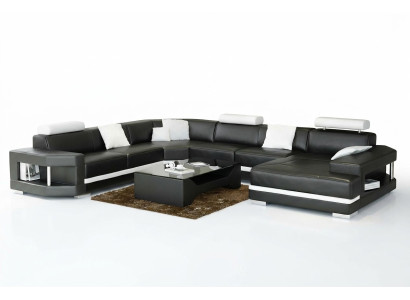 Modern design living room corner sofa furniture leather upholstered couch