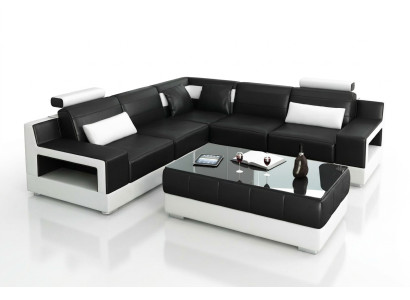 Living room leather XXL couch landscape sofa modern designer corner upholstery