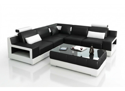 Living room leather XXL couch landscape sofa modern designer corner upholstery