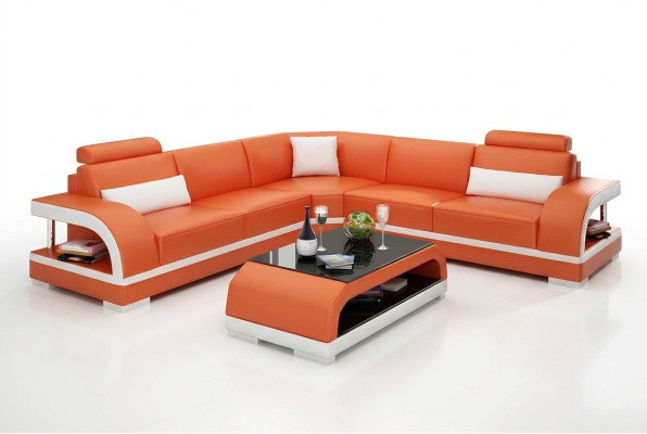 Living room leather XXL couch sofa modern designer corner upholstery padding
