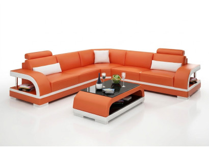 Living room leather XXL couch sofa modern designer corner upholstery padding