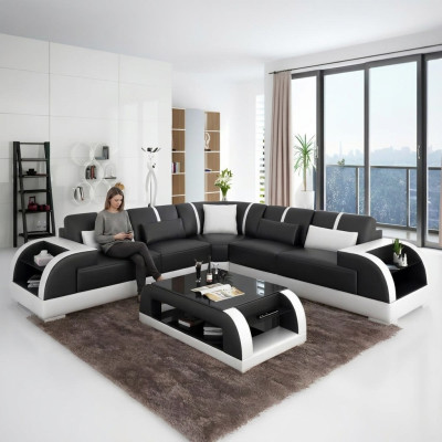 Modern design corner sofa living room furniture corner couch leather upholstery couch