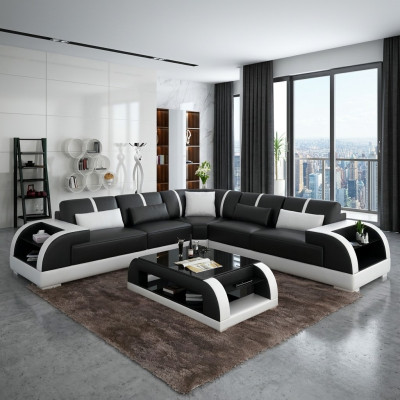 Modern design corner sofa living room furniture corner couch leather upholstery couch
