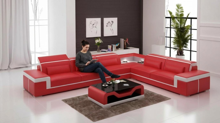 Design living room corner sofa furniture corner couch leather upholstery couch sofa L-shape + table