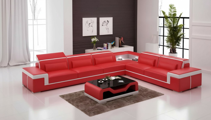 Design living room corner sofa furniture corner couch leather upholstery couch sofa L-shape + table