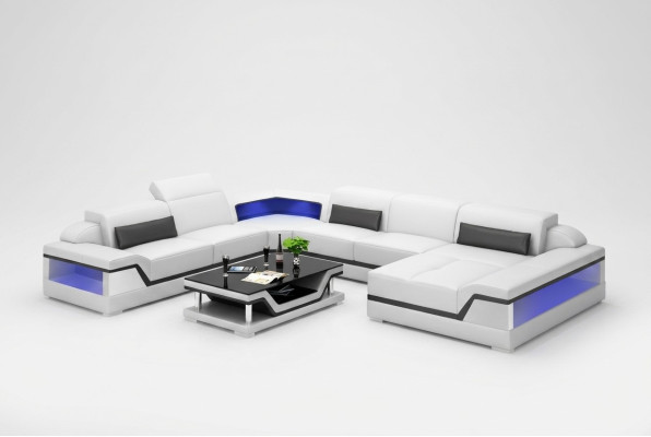 Leather sofa, sectional U-shaped modern sofa, living landscape leather couch