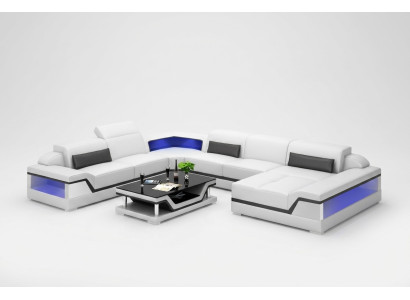 Leather sofa, sectional U-shaped modern sofa, living landscape leather couch