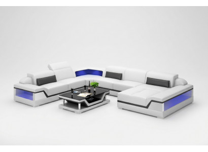 Leather sofa, sectional U-shaped modern sofa, living landscape leather couch