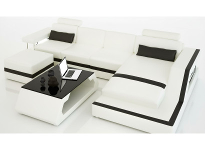 Leather sofa corner sofa L shape coffee table stool living area modern sofa 3-piece new
