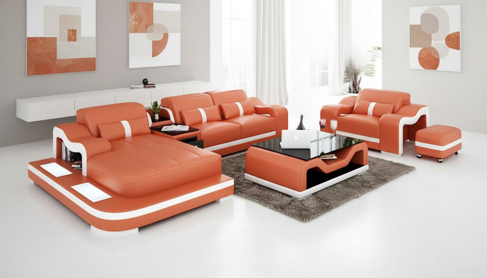 Designer sofa corner sofa L shape armchair seat cushion upholstery living landscape leather sofa