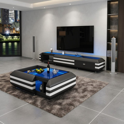 Sideboard leather RTV illuminated living room furniture designer lowboard