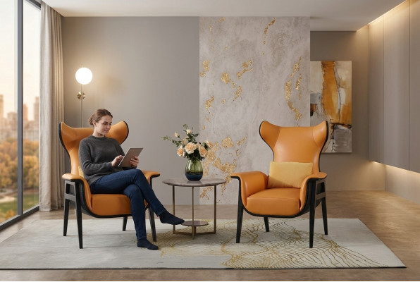 Modern armchair upholstery armchair relax wing sofa couch designer club