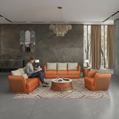 Italian designer living room furniture leather sofa couch set sofa couch set