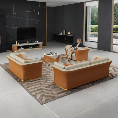 Three-seater Italian style furniture sofa 3-seater modern sofa leather sofa