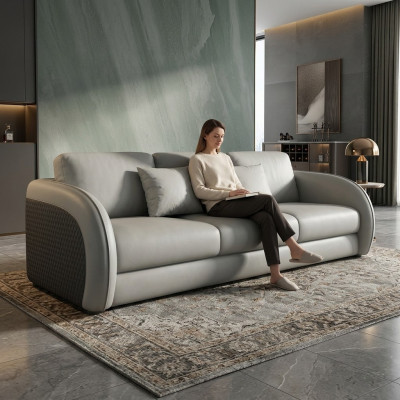 Three-seater Italian furniture style sofa 3-seater modern sofa leather sofa