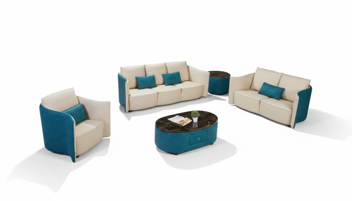 Leather sofa, designer sofa set, 2-piece upholstered set.