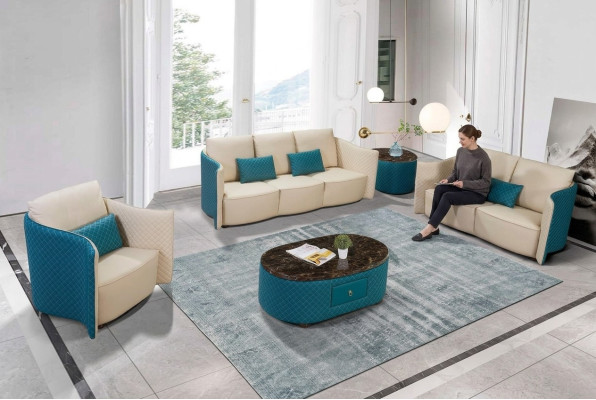 Three-seater Italian style sofa 3-seater modern sofa leather sofa couch