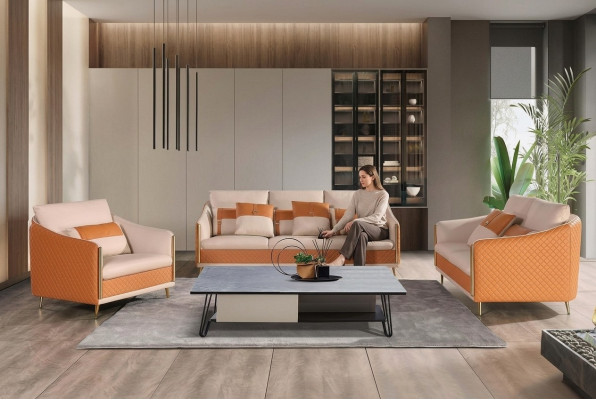 Designer sofa 3-seater modern sofa living landscape leather sofa