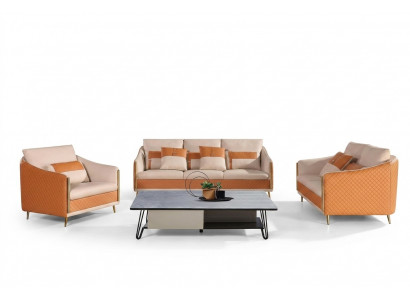 Designer sofa 3-seater modern sofa living landscape leather sofa