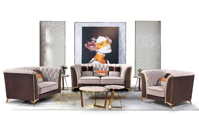 Exclusive Upholstered Furniture 32-Seater Sofa Set 2-piece Designer Living Landscape