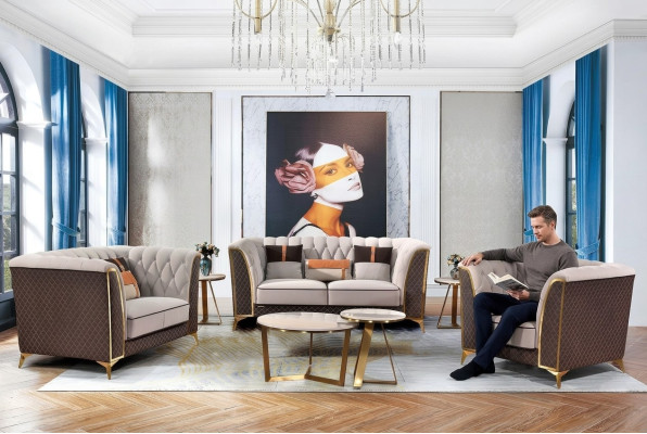Three-seater sofa, 3-seater designer leather sofa, three-seater Italian style furniture