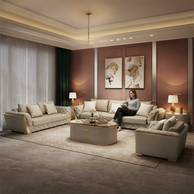 Design living landscape sofa set 3+2 seater leather sofa living room