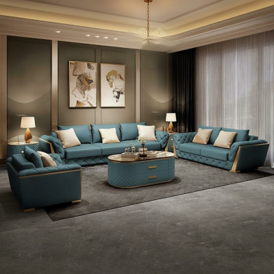 Leather Designer Sofa Couch Upholstery Suite 6-piece Set Sets Coffee Table