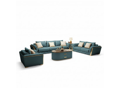 Leather Designer Sofa Couch Upholstery Suite 6-piece Set Sets Coffee Table