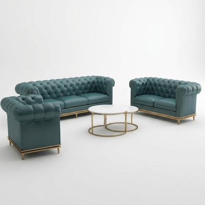 Chesterfield Sofa Couch Upholstered Couch 3-Seater Couches Upholstery Leather New