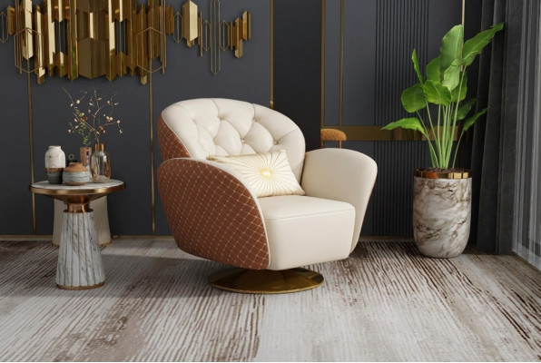 Armchair Single Seater Relax 360° Swivel Chair Upholstered Leather Armchair Sofa Club