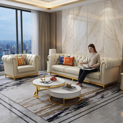 Design living area sofa set 3+1 seater leather sofa living room