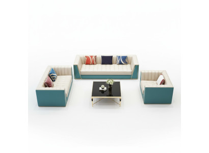 Leather sofa couch upholstery 3-2-1 seater coffee table 2x side table 6-piece set. New