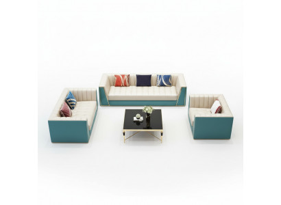 Leather sofa couch upholstery 3-2-1 seater coffee table 2x side table 6-piece set. New