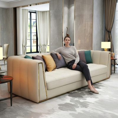 Three-seater living landscape modern sofa 3-seater leather sofa designer