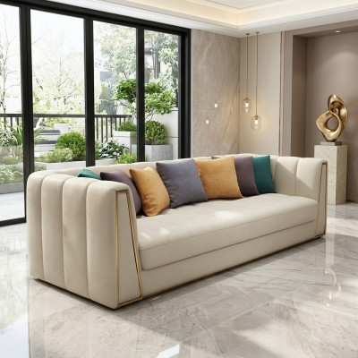 Three-seater living landscape modern sofa 3-seater leather sofa designer