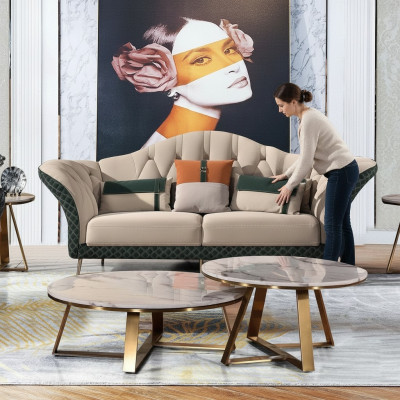 Designer sofa sets couch upholstery suite 6-piece set leather coffee table