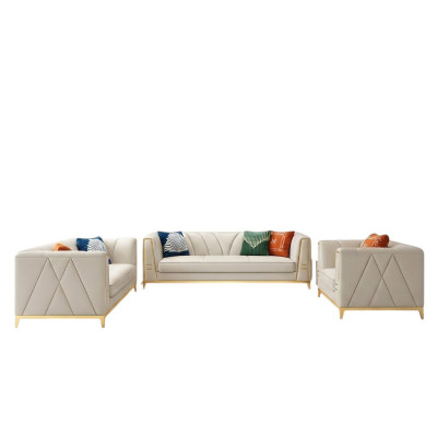 Medusa stainless steel leather sofa set couch living room furniture 4-piece set