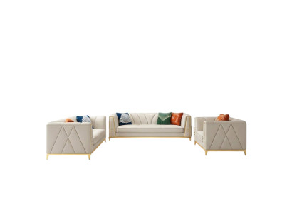 Medusa stainless steel leather sofa set couch living room furniture 4-piece set